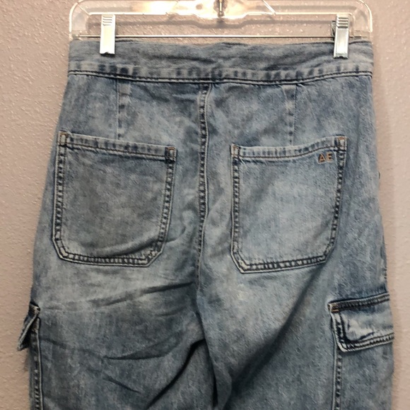American Eagle jeans Women's size 0 Regular 1977 cargo denim jean elastic cuffs - Picture 10 of 15